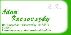 adam kacsovszky business card